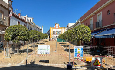 Obras de remodelación de la plaza de España en Huevar del Aljarafe